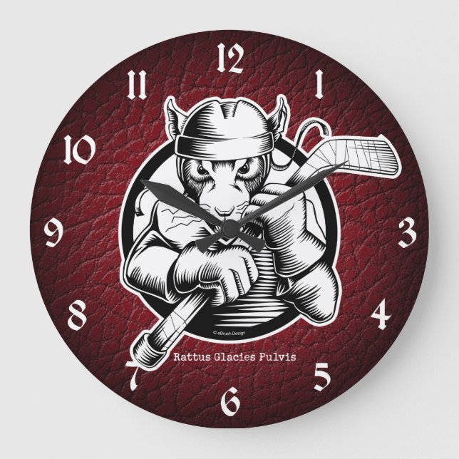 Hockey Rat Große Wanduhr (Vorderseite)