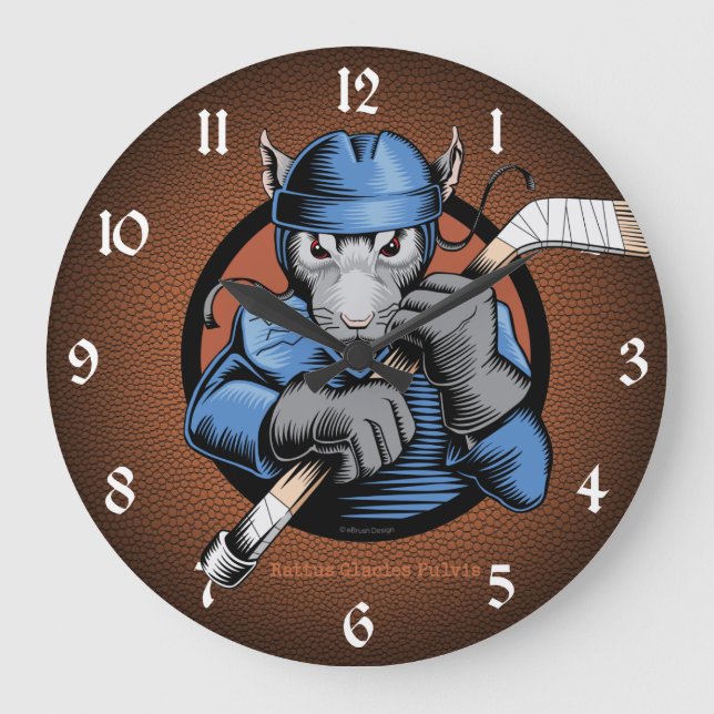 Hockey Rat Large Clock Große Wanduhr (Vorderseite)