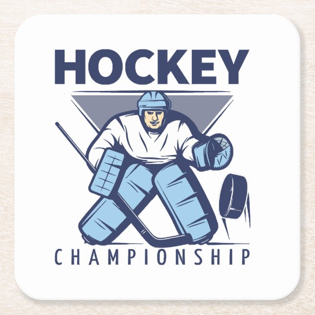 Hockey Rechteckiger Pappuntersetzer (Vorderseite)