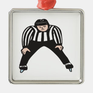 Hockey-Referent Silbernes Ornament