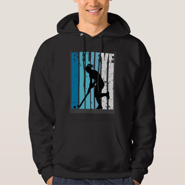 Hockey Retro Believe Turquoise Field Hockey Fan Wo Hoodie (Vorderseite)
