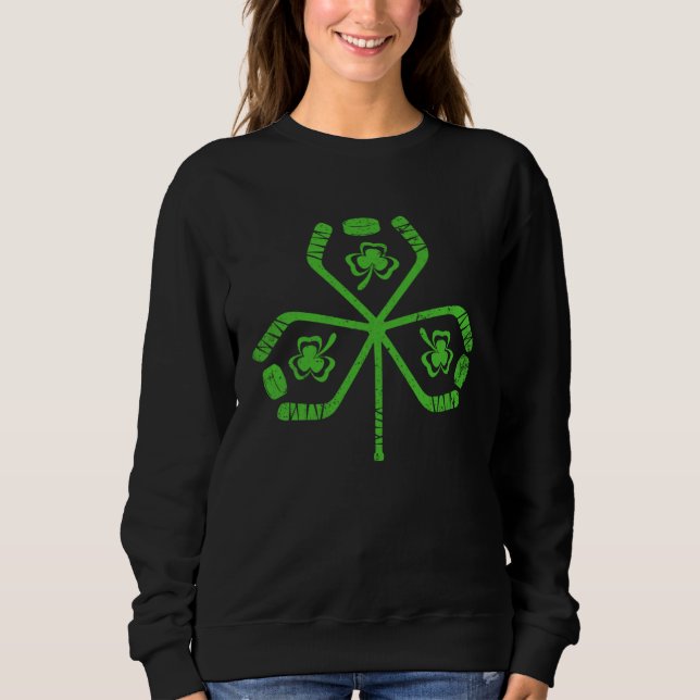 Hockey  Retro Shamrock Irish C St Patricks Day Sweatshirt (Vorderseite)