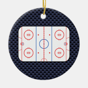 Hockey-Rink-Diagramm auf Blue Carbon Fibre-Stil Keramik Ornament