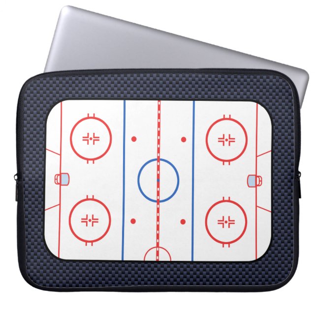 Hockey-Rink-Diagramm auf Blue Carbon Fibre-Stil Laptopschutzhülle (Vorderseite)