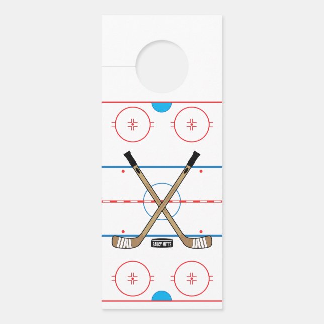 Hockey Rink Diagramm Center Eishockeyschläger Türanhänger (Vorderseite)