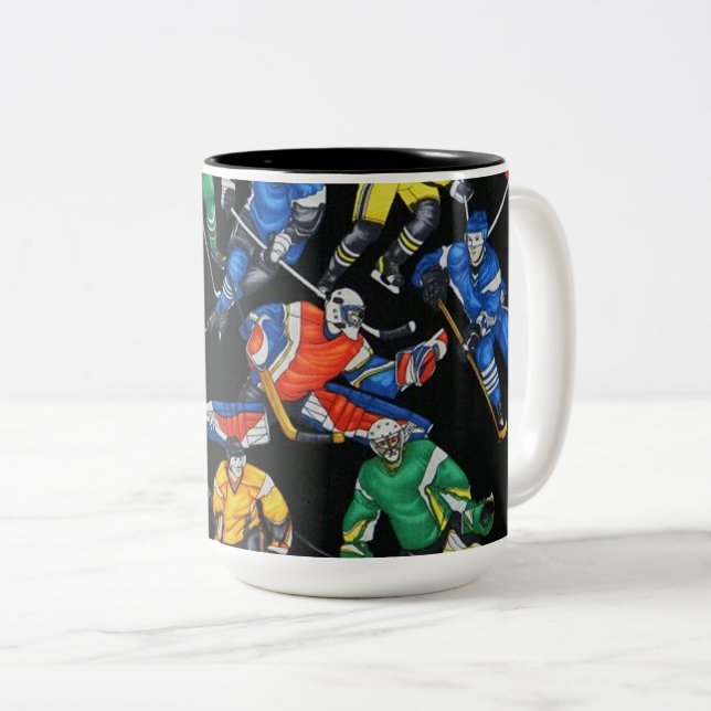 Hockey-Saison-Eis-Hockey Zweifarbige Tasse (VorderseiteRechts)
