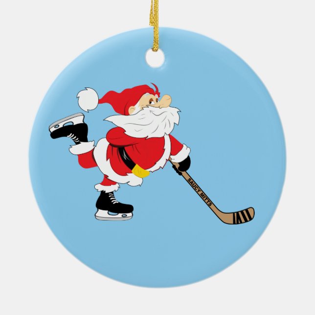 Hockey-Sankt-Skaten-Weihnachten Keramikornament (Hinten)