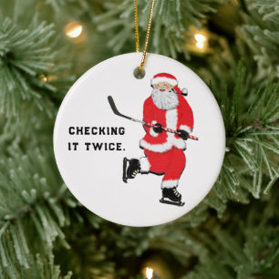 Hockey Santa Collectible Keramikornament