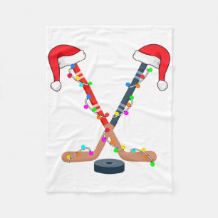 Hockey Santa Hut Weihnachtsbeleuchtung Lustiger Sp Fleecedecke