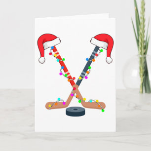 Hockey-Santa-Hut Weihnachtsbeleuchtung Lustiger Sp Karte