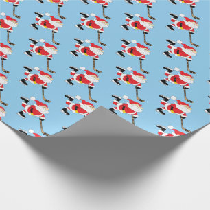 Hockey Santa Skaten Blue Geschenkpapier