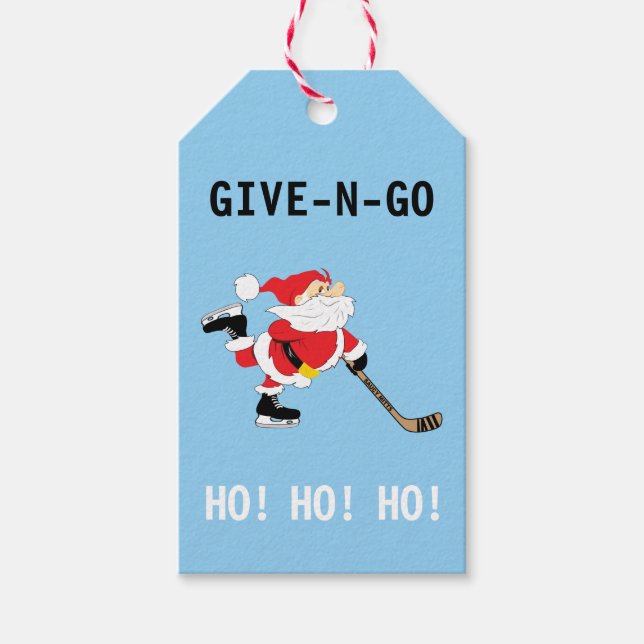 Hockey Santa Skaten Weihnachten Gib N Go Ho! Ho! Geschenkanhänger (Vorderseite)