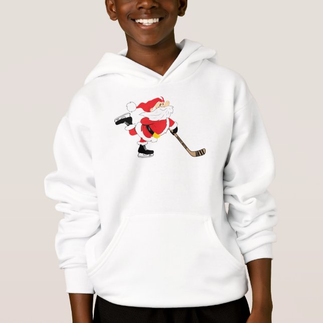 Hockey Santa Skaten Weihnachten Hoodie (Vorderseite)
