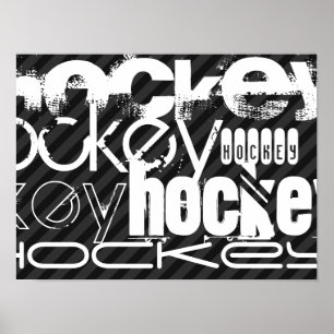 Hockey; Schwarz & Dunkelgraue Streifen Poster