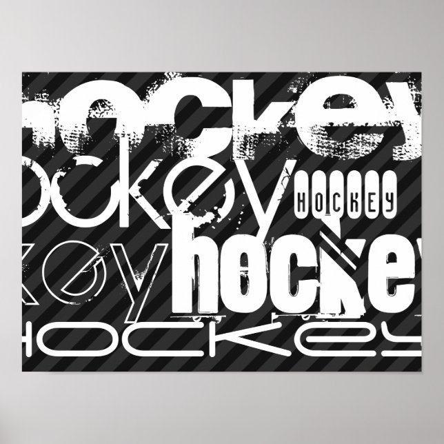 Hockey; Schwarz & Dunkelgraue Streifen Poster (Vorne)