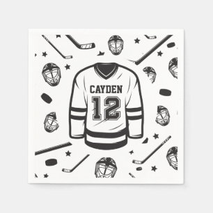 Hockey schwarz und weiß 12. Geburtstag Serviette