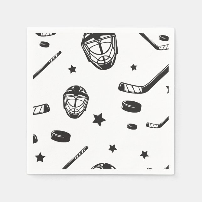 Hockey Schwarz und Weiß Geburtstag Serviette (Vorderseite)