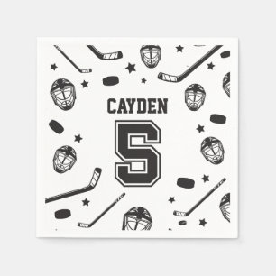 Hockey Schwarz-Weiß 5. Geburtstag Serviette