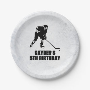 Hockey Schwarz-Weiß-Geburtstag Pappteller