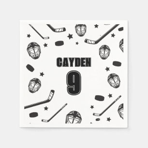 Hockey Schwarz-Weiß-Geburtstag Serviette