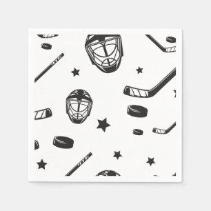 Hockey Schwarz-Weiß-Geburtstag Serviette