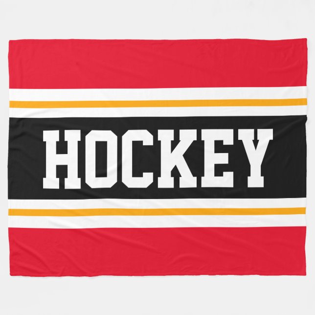 HOCKEY Schwarz-weiß Gelbe Streifen Fleecedecke (Vorderseite (Horizontal))