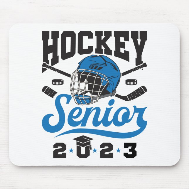 Hockey Senior 2023 Abschluss Blue White Mousepad (Vorne)