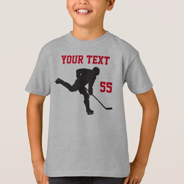 Hockey-Shirt mit Angry Hockey Puck und IHREM TEXT T-Shirt (Vorderseite)