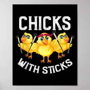 Hockey-Shirts für Mädchen Hühner Mit Stöcken H Poster
