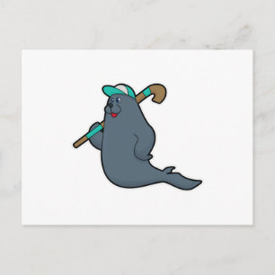 Hockey-Siegel mit Hockeystick Postkarte