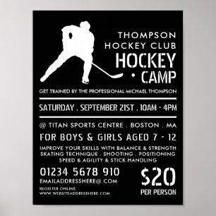 Hockey-Silhouette, Hockey-Camp-Werbung Poster