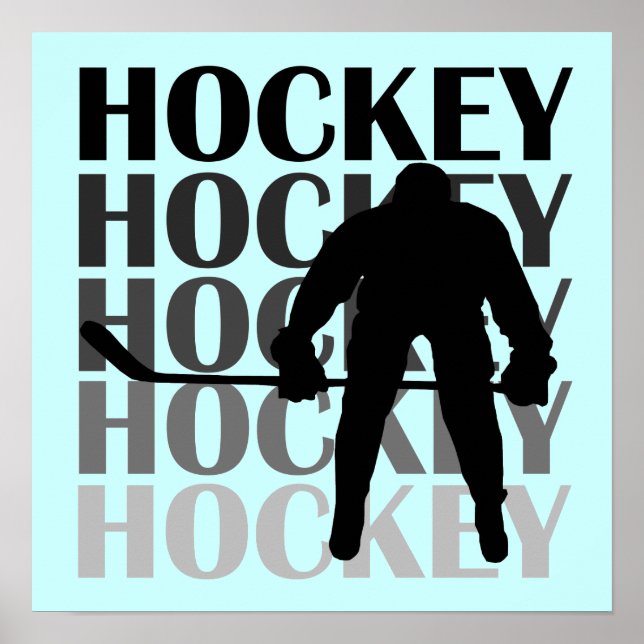 Hockey-Silhouette T - Shirt und Geschenke Poster (Vorne)