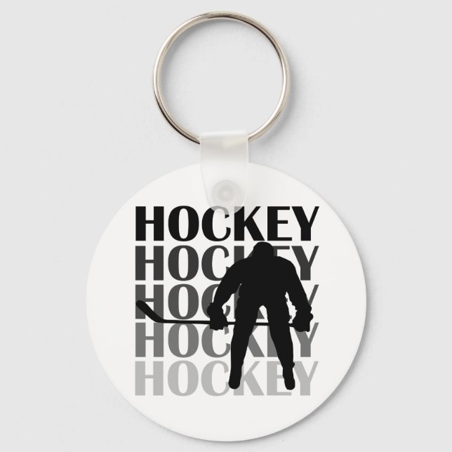 Hockey-Silhouette T - Shirt und Geschenke Schlüsselanhänger (Vorderseite)