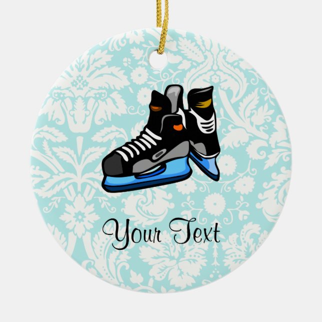 Hockey-Skate; Damast Keramik Ornament (Vorne)