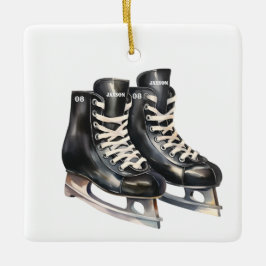 Hockey Skate personalisierter Name und Nummer Keramikornament