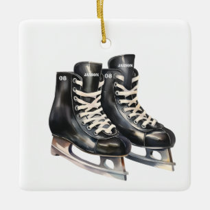 Hockey Skate personalisierter Name und Nummer Keramikornament