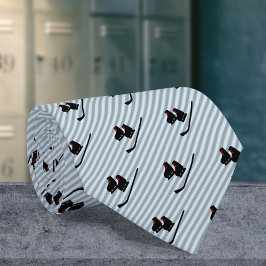 Hockey-Skate und Stick on Ice Blue Strips Krawatte