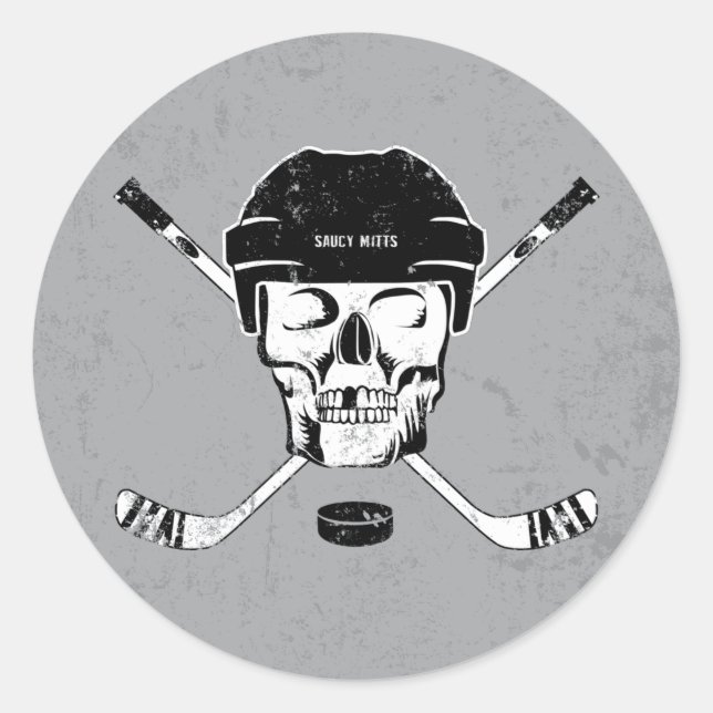 Hockey Skull Classic Round Sticker (Vorderseite)