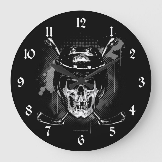 Hockey Skull Große Wanduhr (Vorderseite)