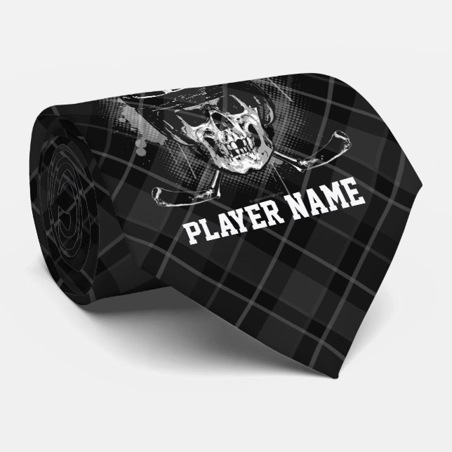 Hockey Skull (personalisiert) Krawatte (Gerollt)