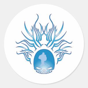 Hockey Skull Runder Aufkleber