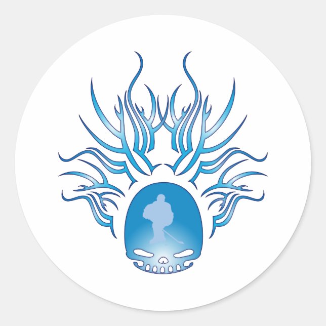 Hockey Skull Runder Aufkleber (Vorderseite)