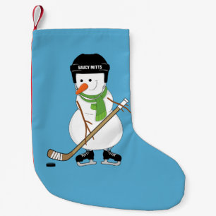 Hockey Snowman Hockey Stick und Skate Weihnachten Kleiner Weihnachtsstrumpf