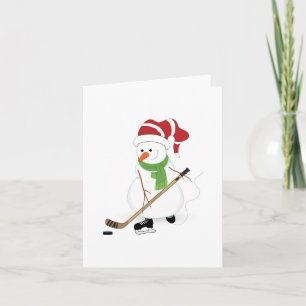 Hockey Snowman Weihnachtskarte Feiertagskarte