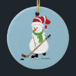 Hockey Snowman Weihnachtsschmuck<br><div class="desc">Schneemann spielt Hockey Weihnachtsschmuck.</div>