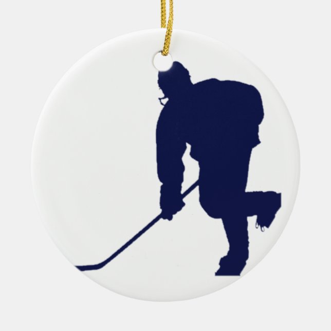 Hockey-Spieler-Blau Keramikornament (Vorne)