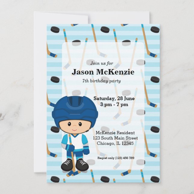 Hockey-Spieler Einladung (Vorderseite)