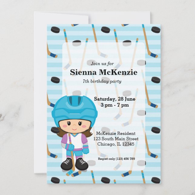 Hockey-Spieler Einladung (Vorderseite)