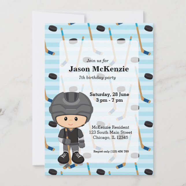 Hockey-Spieler Einladung (Vorderseite)