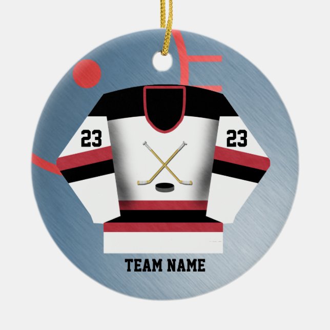 Hockey-Spieler-Jersey-Verzierung Keramik Ornament (Vorne)